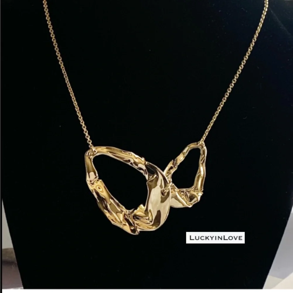 ALEXIS BITTAR • Retro Gold Collection Molten Liquid Crumpled Link Necklace